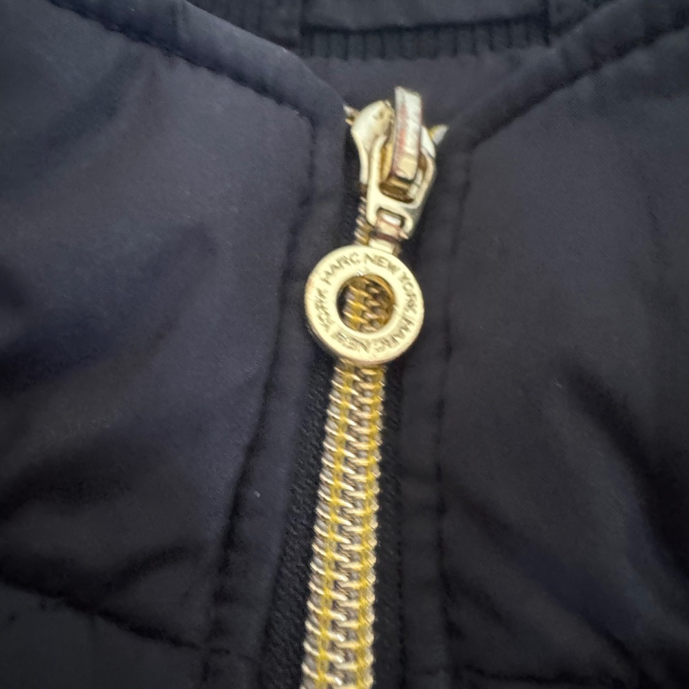 Marc New York Andrew Marc Black Quilted Puffer Vest Gold Zipper Ribbed Sides PS - Picture 12 of 12